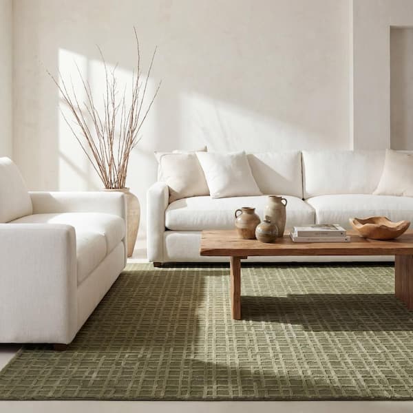 Lirielle Checkered Washable Area Green 6 ft. x 9 ft. Indoor Area Rug