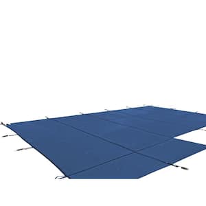 18 ft. x 36 ft. Rectangle Blue Mesh In-Ground Safety Pool Cover for Left End Step, ASTM Certified