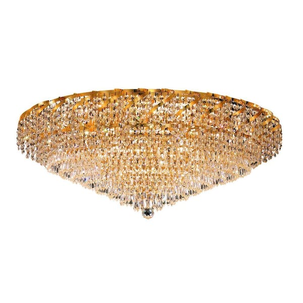 Elegant Lighting 36-Light Gold Flushmount with Clear Crystal