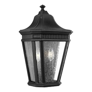 Cotswold Lane 2-Light Black Outdoor 16 in. Wall Lantern Sconce