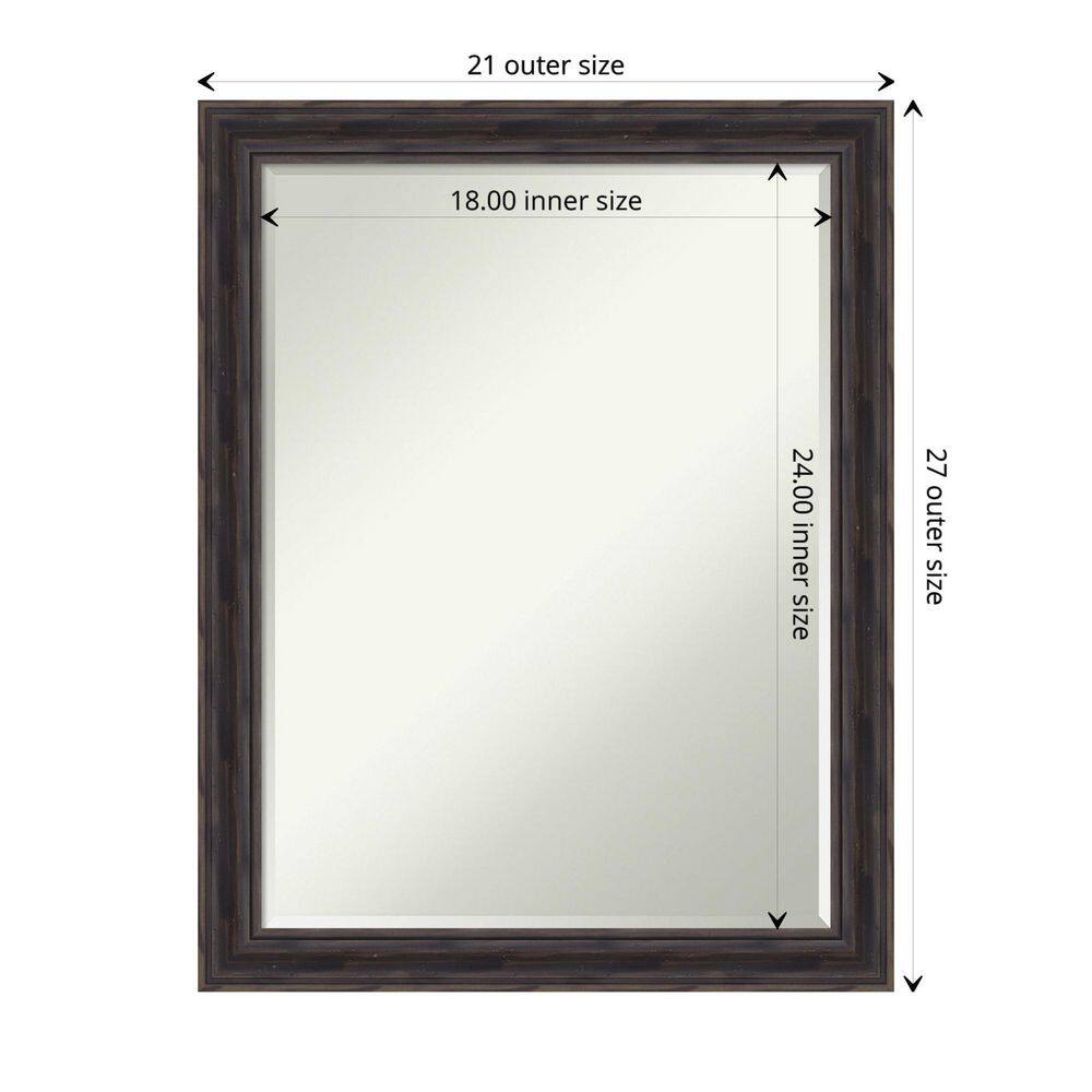 Rustic Pine Black Narrow Bevel Wood Bathroom Vanity Mirror
