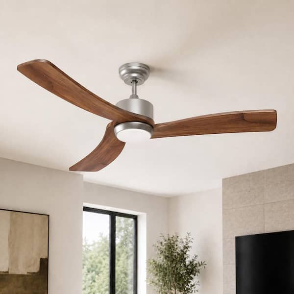 52 in. Modern Ceiling Fan with Light, Solid Wood High Airflow 6-Speed, Low Noise Reversible DC Motor, 3CCT Dimmable