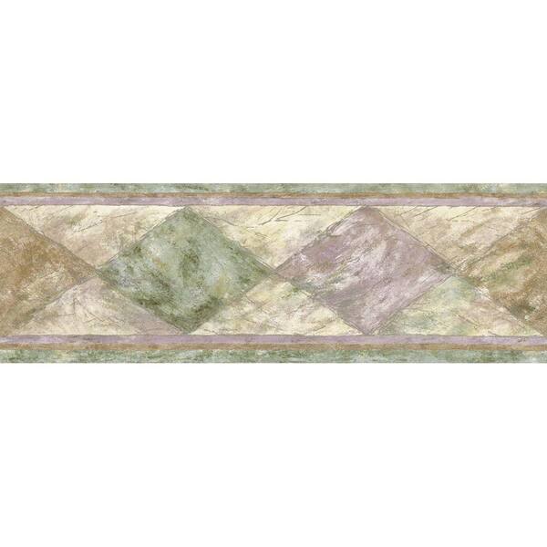 The Wallpaper Company 6.83 in. x 15 ft. Green Textured Harlequin Border