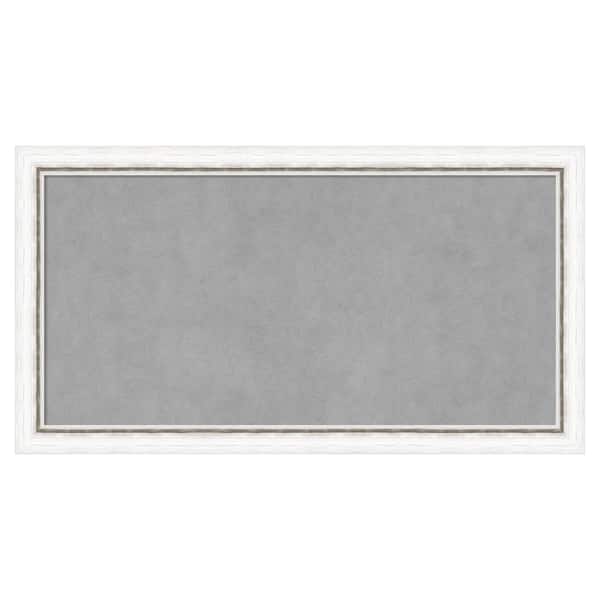 Amanti Art Morgan White Silver 26 in. x 14 in. Magnetic Board, Memo Board