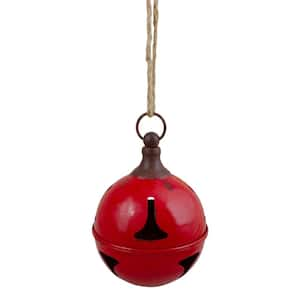 7 in. Red Metal Jingle Bell Hanging Christmas Decoration