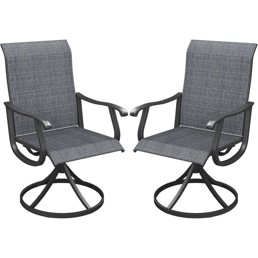 2-Piece Outdoor Patio Swivel Dining Chairs with 360° Rotation and Rust-Resistant Metal Frame, Dark Grey price history on PriceWatchPro