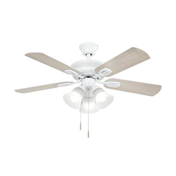 Hampton Bay Glendale III 42 in. LED Indoor White Ceiling Fan with