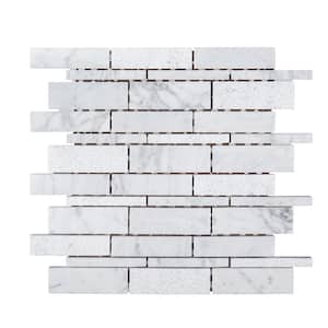 Restful Sea White 10.5 in. x 10.75 in. Interlocking Textured Marble Wall and Floor Mosaic Tile (7.839 sq. ft./Case)