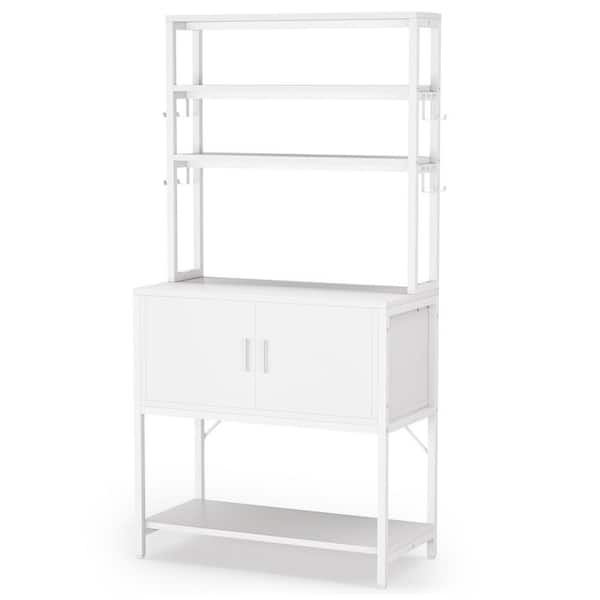 BYBLIGHT Keenyah White Kitchen Baker's Rack with Hutch, Storage Cabinet and  Shelves, Microwave Oven Stand Rack BB-XK00055XL - The Home Depot