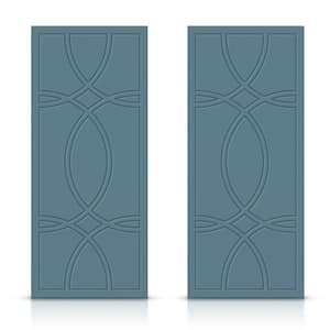 48 in. x 80 in. Hollow Core Dignity Blue Stained Composite MDF Interior Double Closet Sliding Doors