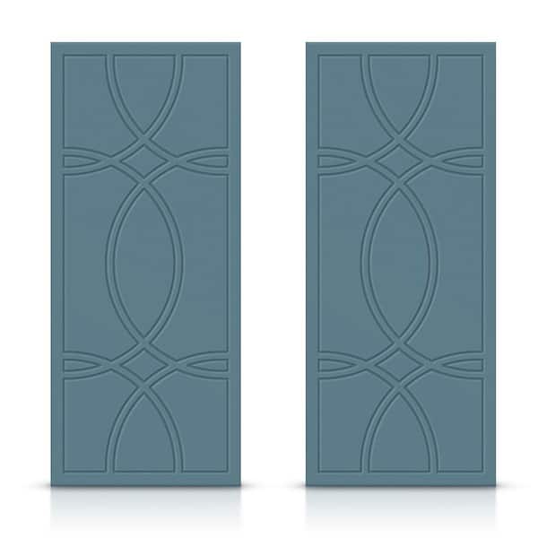 CALHOME 48 in. x 80 in. Hollow Core Dignity Blue Stained Composite MDF Interior Double Closet Sliding Doors