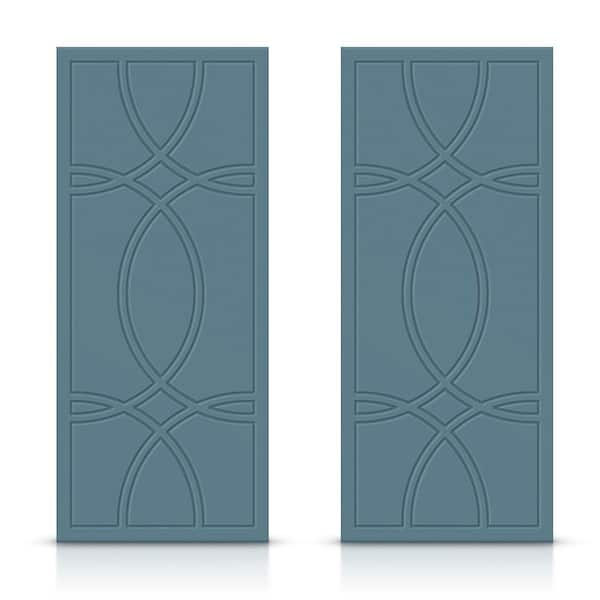 84 in. x 84 in. Hollow Core Dignity Blue Painted Composite MDF Interior Double Closet Sliding Doors