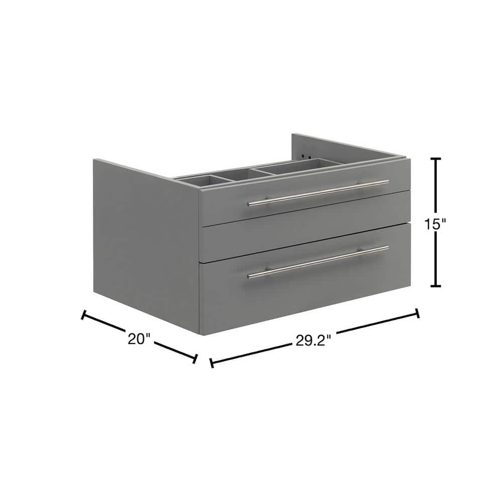 29'' Gray Solid Wood & MDF Modern Wall-Mounted Vanity Cabinet