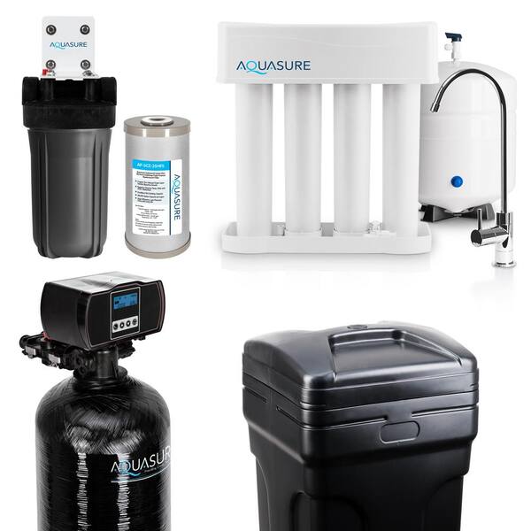 AQUASURE Whole House Filtration with 48,000 Grain Fine Mesh Water Softener, Reverse Osmosis System and Sediment-GAC Pre-Filter