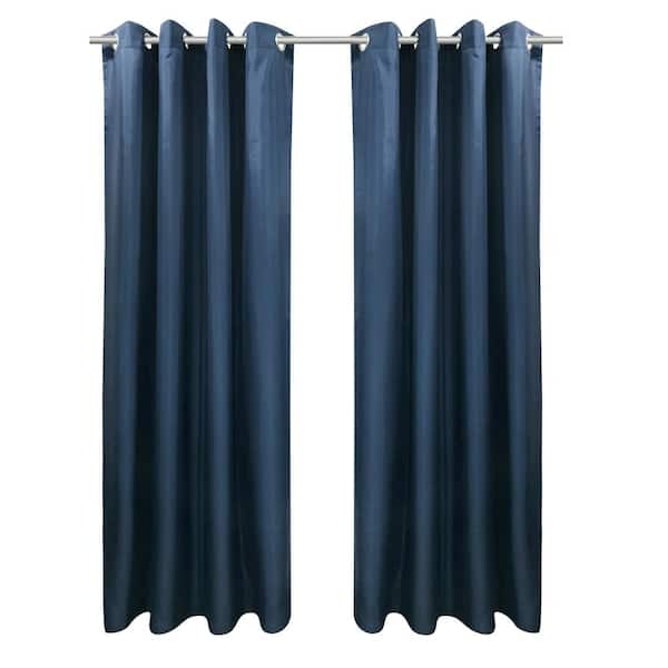 Unbranded Seascapes 50 in. W x 96 in. L Light Filtering Grommet Indoor/Outdoor Curtain Panel Pair in Indigo