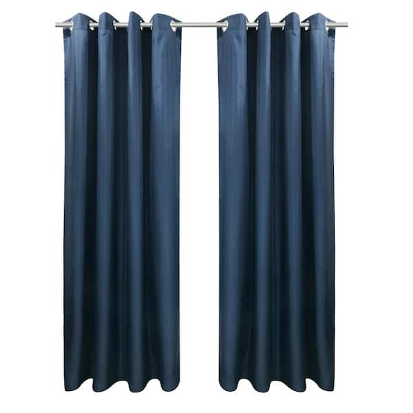 Unbranded Seascapes 50 in. W x 84 in. L Grommet Indoor/Outdoor Light Filtering Curtain Panel Pair in Indigo