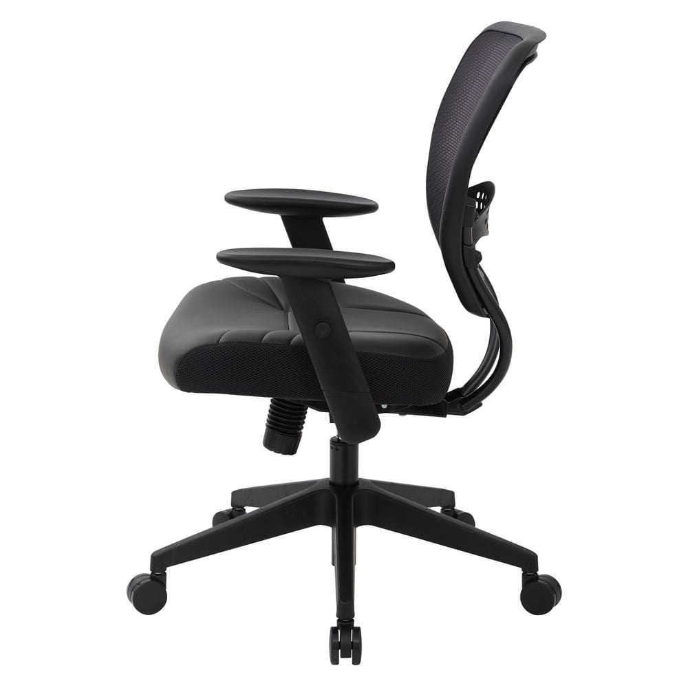 Executive Black Leather & Mesh Office Chair with Adjustable Arms