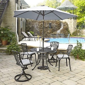Grenada Charcoal Gray 42 in. Round Cast Aluminum Outdoor Dining Table