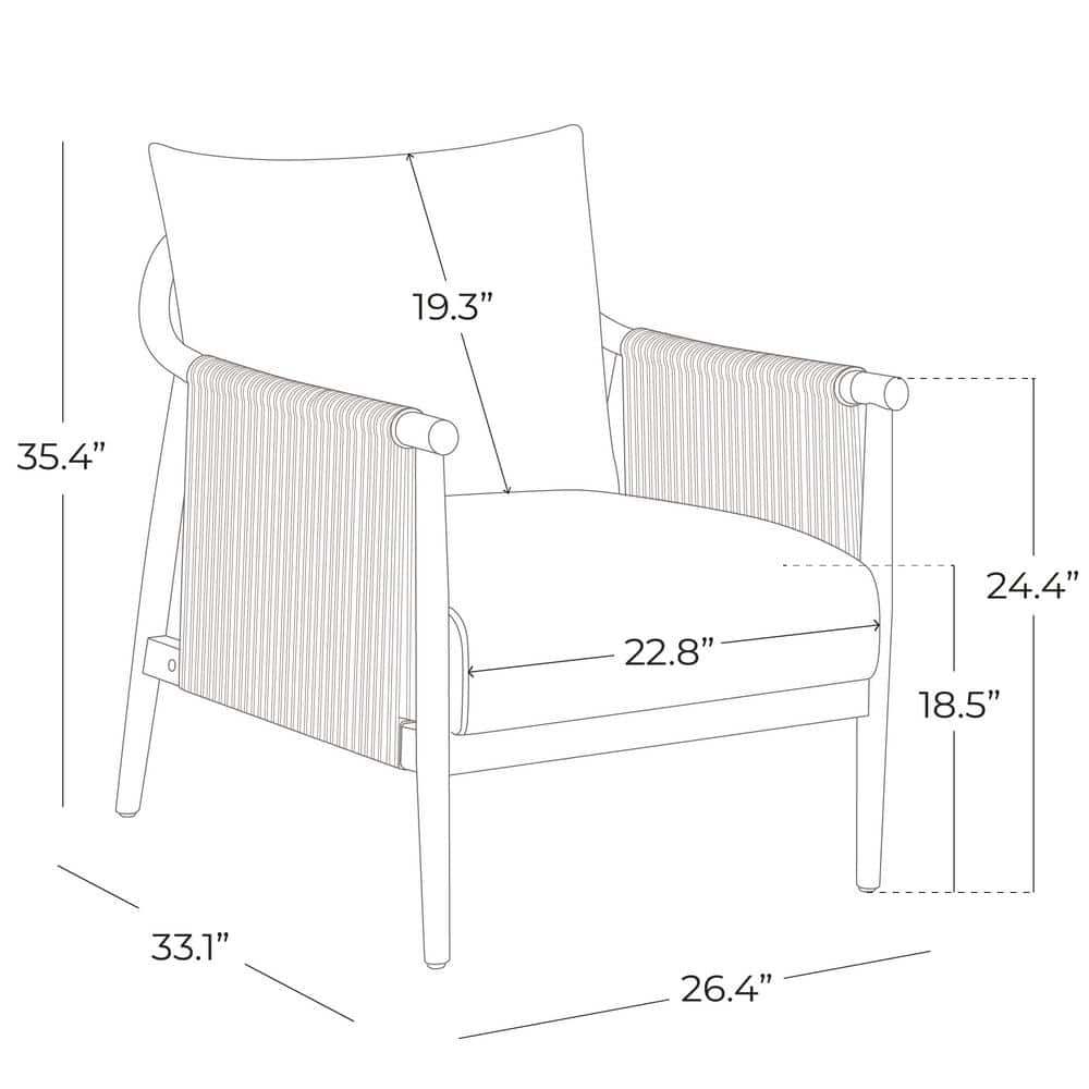 Cream Fabric and Wood Square Arm Accent Chair