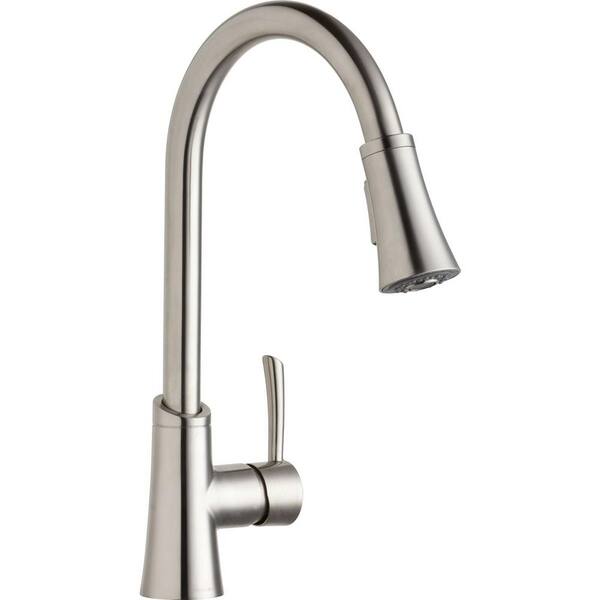 Elkay Gourmet Single-Handle Pull-Down Sprayer Kitchen Faucet in Lustrous Steel