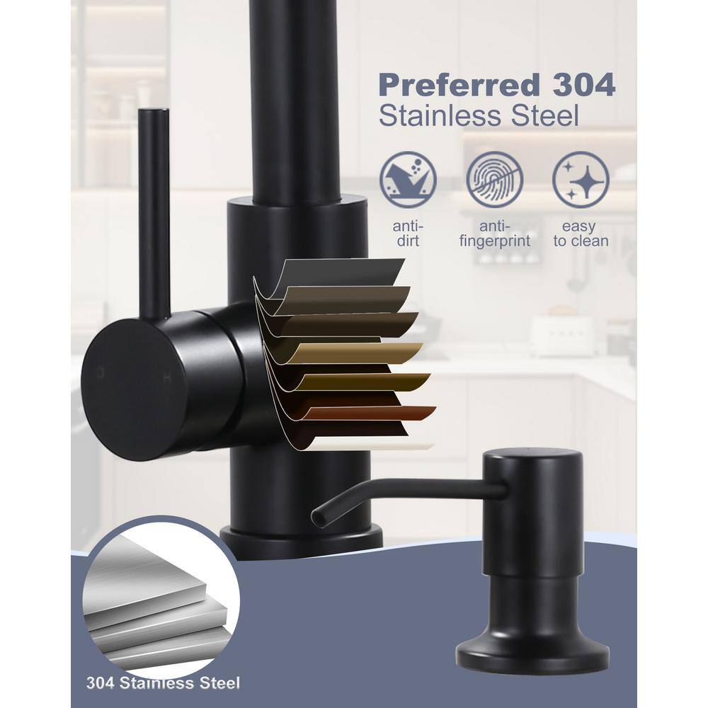Matte Black Stainless Steel Kitchen Faucet with Pull Down Sprayer