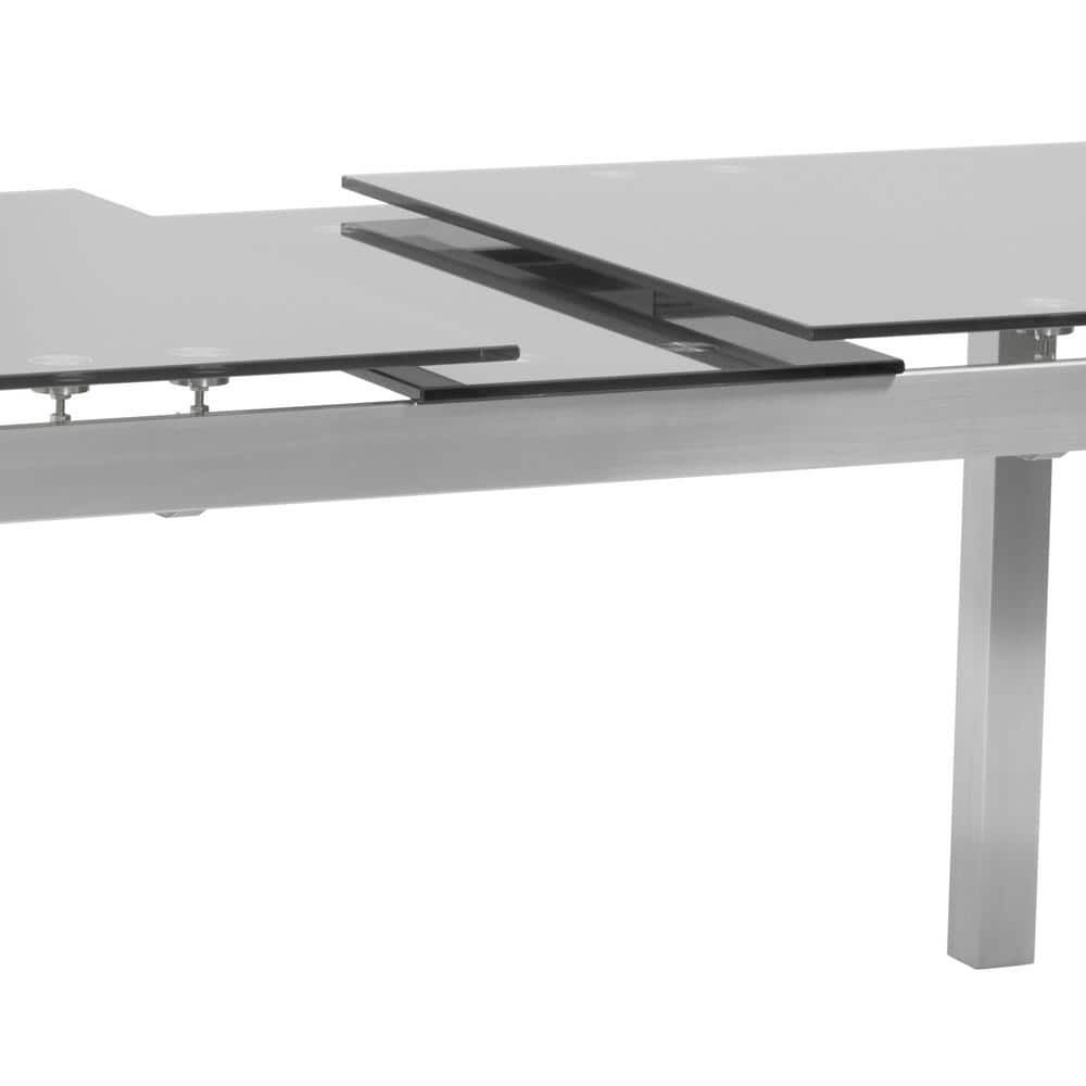 Contemporary Ivan Extendable Dining Table with Gray Glass Top
