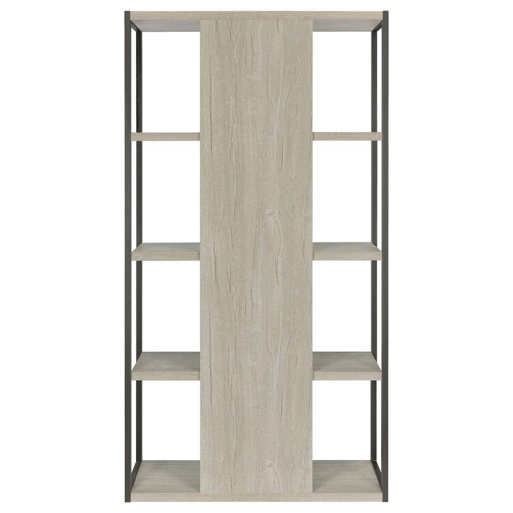 Gray and Whitewashed Wood 4-Shelf Contemporary Bookcase