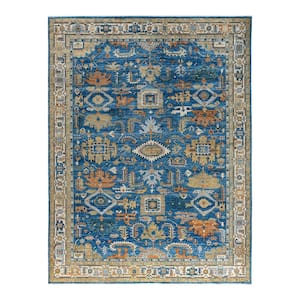 Serapi Light Blue 9 ft. x 12 ft. Tribal Wool Indoor Area Rug