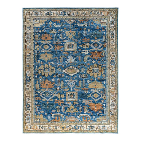 Solo Rugs Serapi Light Blue 9 ft. x 12 ft. Tribal Wool Indoor Area Rug