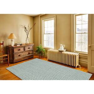 Green/White 5 ft. x 8 ft. Rectangle Striped Wool, Jute Area Rug