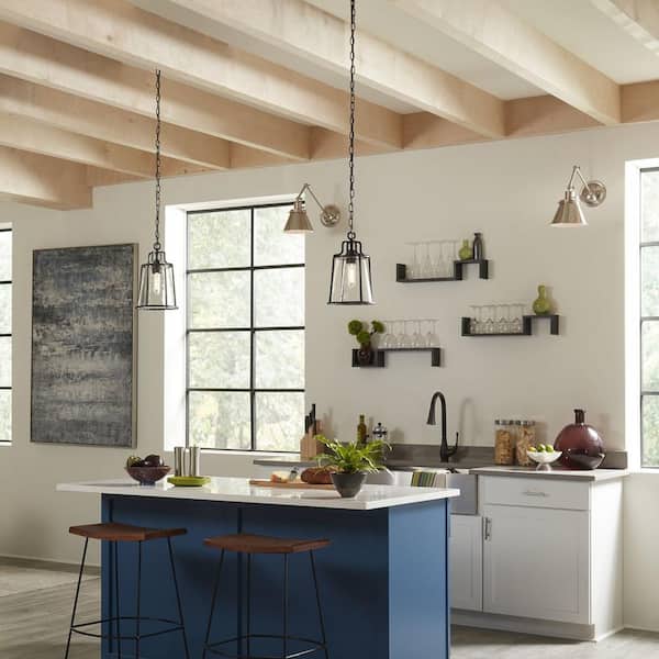 Hinton Collection 1-Light Brushed Nickel Swing Arm Adjustable Coastal Farmhouse Wall Light Sconce