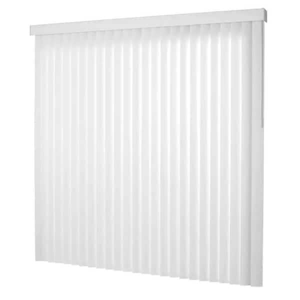 PRIVATE BRAND UNBRANDED True-to-Size White Cordless Light Filtering Smooth Vertical Blinds with 3.5 in. Slats 78 in. W x 84 in. L