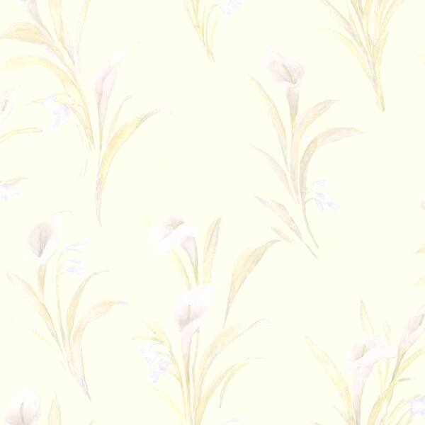 Unbranded Wood Edith Lavender Satin Lily Vinyl Pre-Pasted Wallpaper Roll (Covers 56.4 sq. ft.)