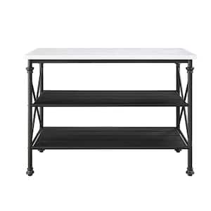 Brahm White Cultured Stone and Gray Serving Cart