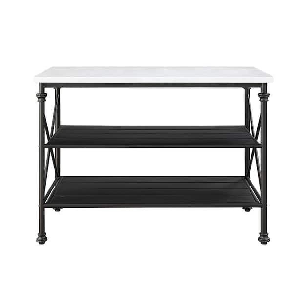 Acme Furniture Brahm White Cultured Stone and Gray Serving Cart