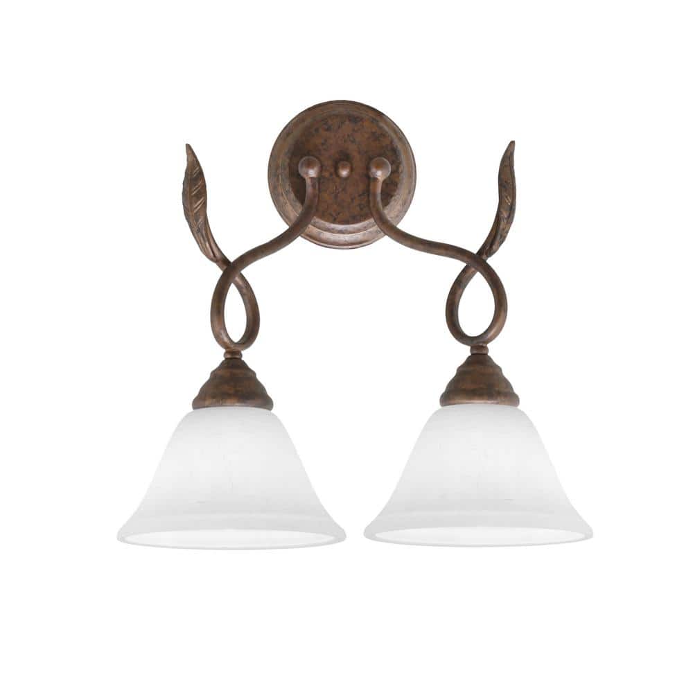 Castalia 14.5 in. 2-Light Bronze Wall Sconce with White Muslin Glass