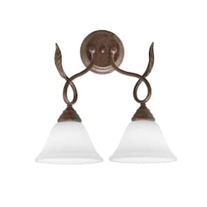 Castalia 14.5 in. 2-Light Bronze Wall Sconce with White Muslin Glass