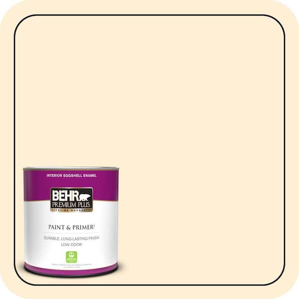 BEHR PREMIUM PLUS 1 qt. #310A-1 Ivory Invitation Eggshell Enamel Low Odor Interior Paint & Primer