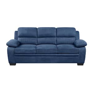 Deliah 80 in. W Straight Arm Textured Fabric Rectangle Sofa in. Blue