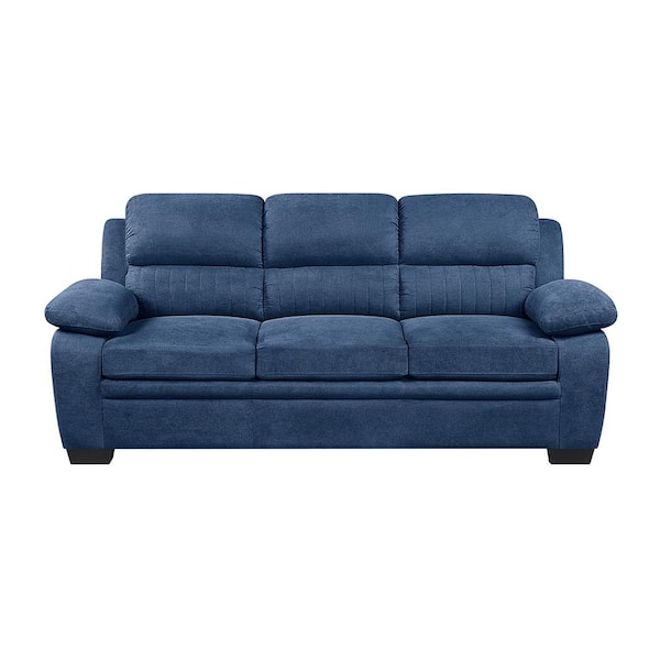 Unbranded Deliah 80 in. W Straight Arm Textured Fabric Rectangle Sofa in. Blue