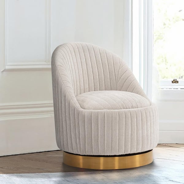 Modern Swivel Accent Chair with High-Density Foam Cushion - Caramel