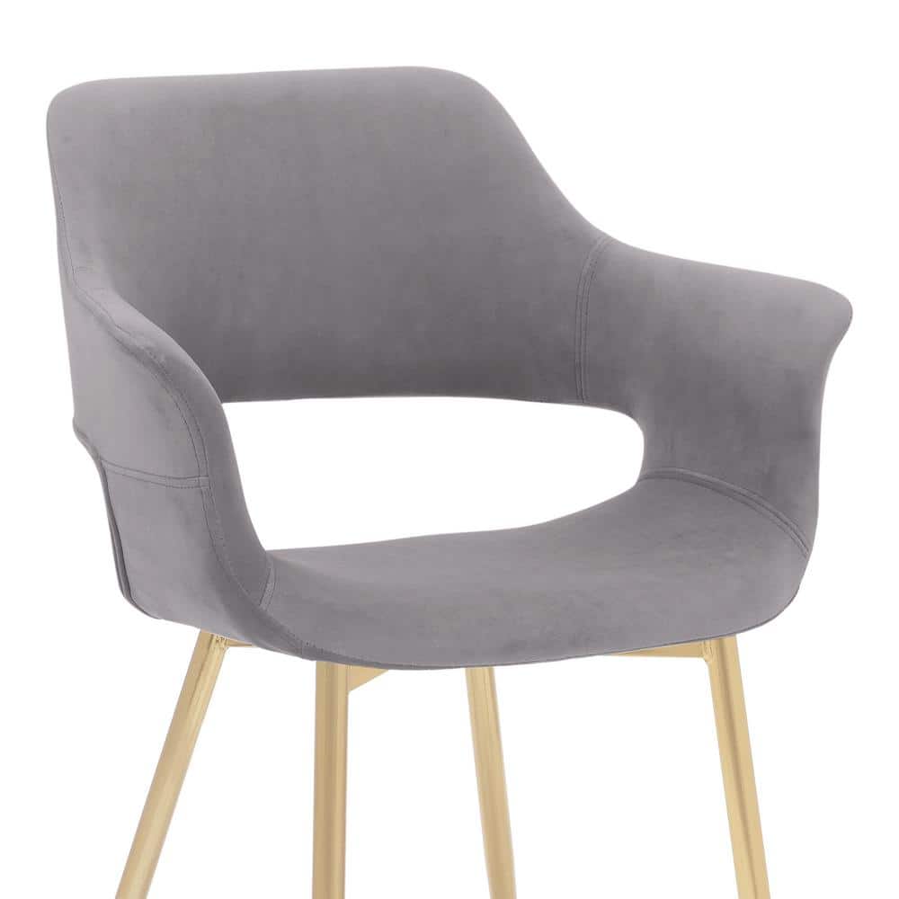 Gigi Gray Velvet Arm Chair with Gold Metal Legs
