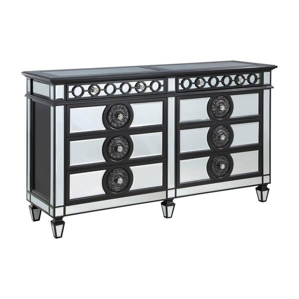 Acme Furniture Varian II 8 Drawer Black and Silver Dresser 41 in