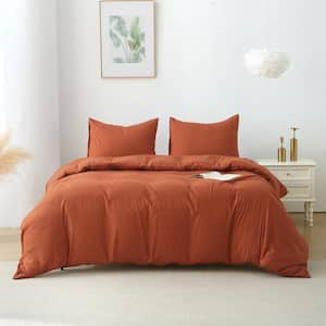 King Size 3 Pieces Duvet Cover Set Bedding Set Terracotta