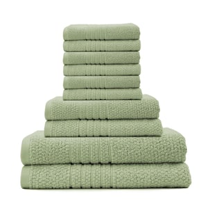 Softee 10-Piece 100% Cotton Bath Towel Set in Seedling