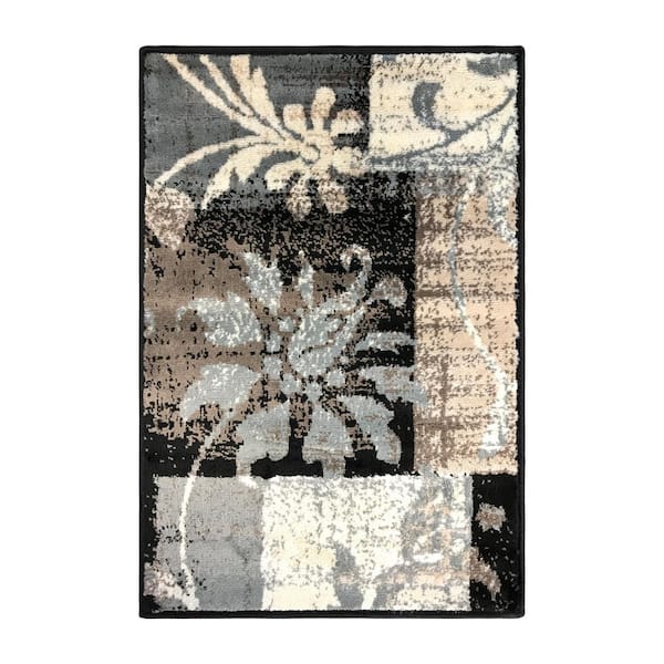 SUPERIOR Pastiche Chocolate 2 ft. x 3 ft. Floral Patchwork Polypropylene Area Rug