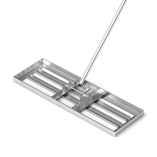 ANGELES HOME 67 in. Metal Lawn Leveling Rake with Ergonomic Handle-Silver (30 in. x 10 in. )