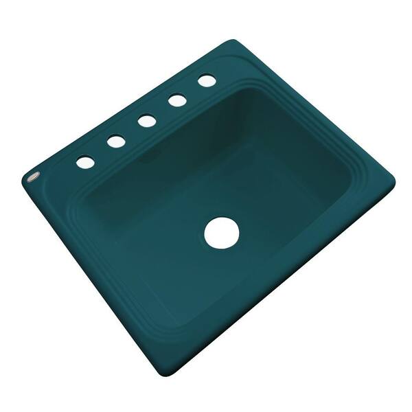 Thermocast Wellington Drop-In Acrylic 25 in. 5-Hole Single Bowl Kitchen Sink in Teal