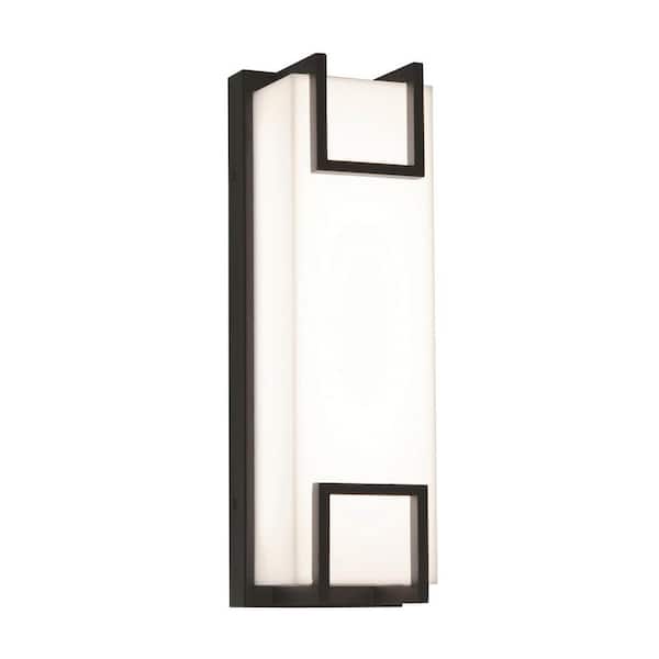 Beaumont 14 in. Textured Bronze Integrated LED Outdoor Wall Lantern Sconce
