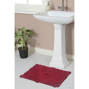 Modesto Bath Rug 100% Cotton Bath Rugs Set, 17 in. x24 in. Rectangle, Red